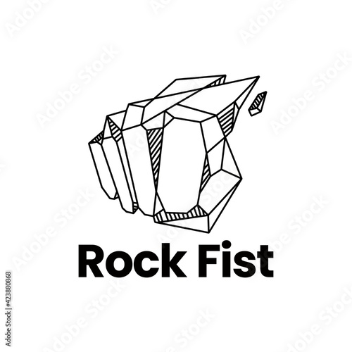 rock stone fist fight boxing logo vector icon illustration