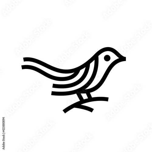 bird monoline outline logo vector icon illustration