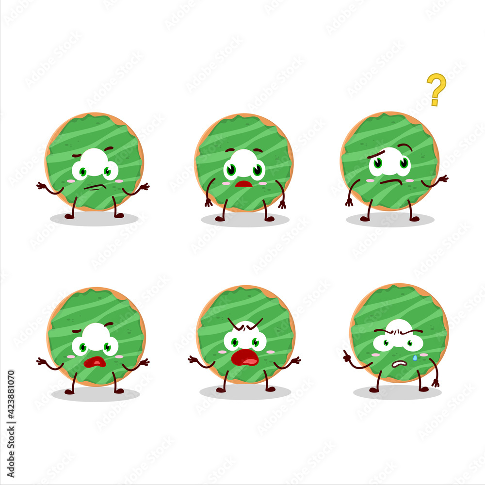 Obraz premium Cartoon character of cocopandan donut with what expression