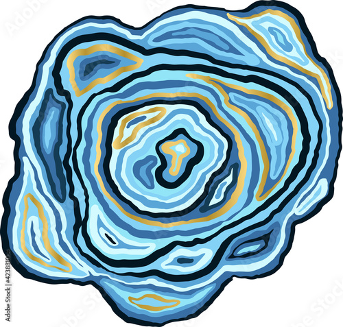 Marble blue wave pattern. Agate slice imitation. Vector illustration.