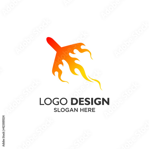 fire and plane logo design for aircraft and millitary