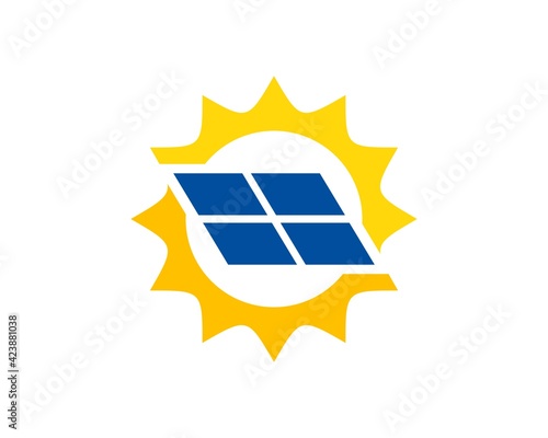 Shinning sun with roof top inside