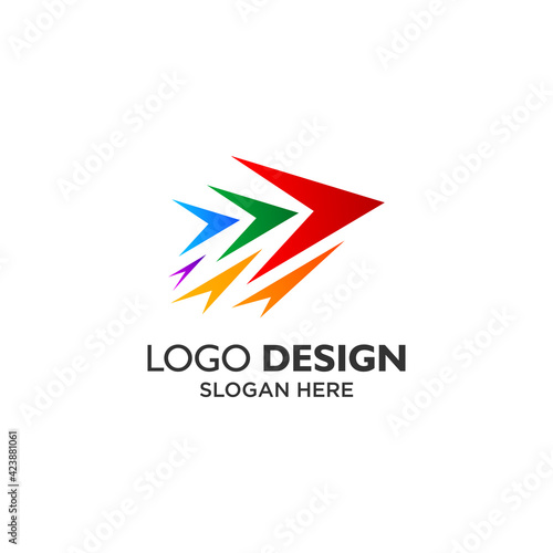 abstract arrows logo design for business and airways