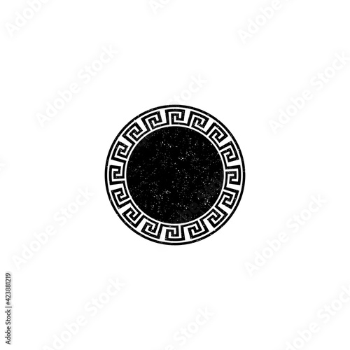 Rustic Circle Ornament Meander, Round Frame, Rustic Rosette of Ancient Elements, Rustic Greek National Antique Round Pattern Vector, Rectangular Pulse