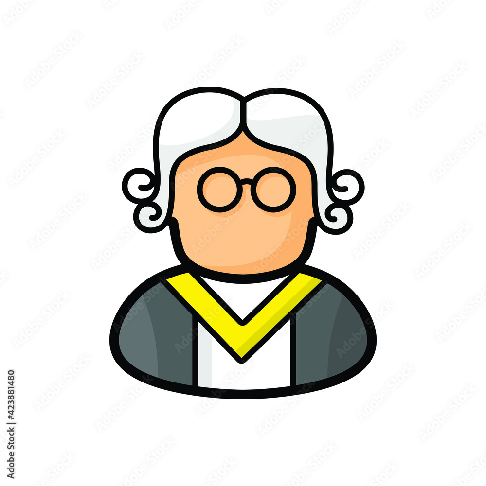 The judge icon vector isolated on white background. Simple person designed illustration.