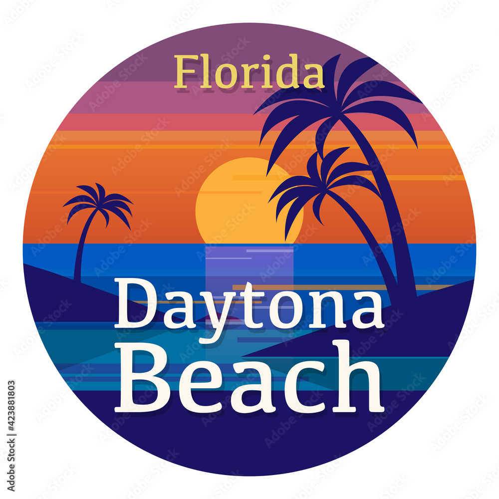 Stamp or emblem with the name of Daytona Beach, Florida