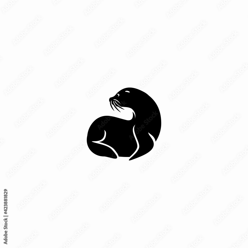 Silhouette of a sea lion. Vector icon logo isolated on white background Silhouette of a sea lion. Vector icon logo isolated on white background