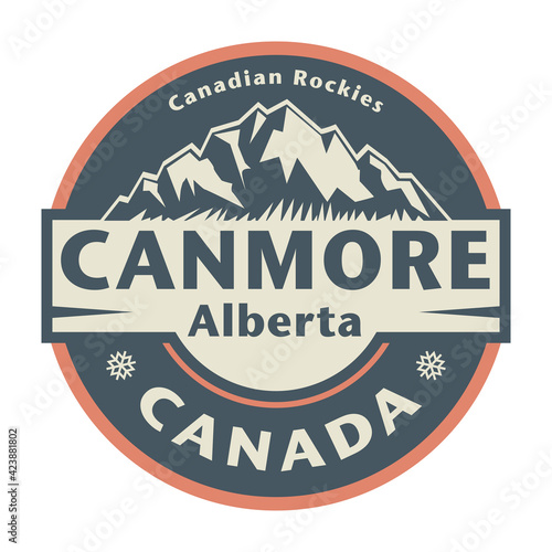 Abstract stamp or emblem with the name of Canmore, Alberta, Canada photo