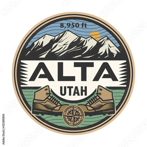 Stamp or emblem with the name of Alta, Utah, United States