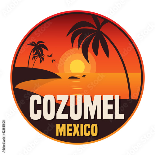 Stamp or emblem with the name of Cozumel, Mexico, Caribbean Sea photo