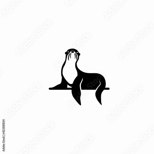Silhouette of a sea lion. Vector icon logo isolated on white background