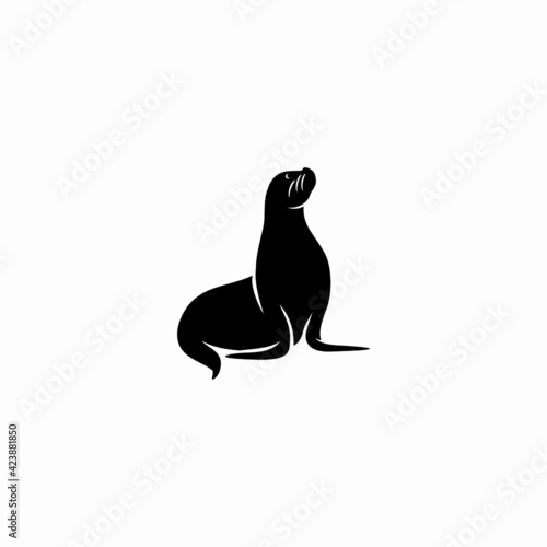 Silhouette of a sea lion. Vector icon logo isolated on white background