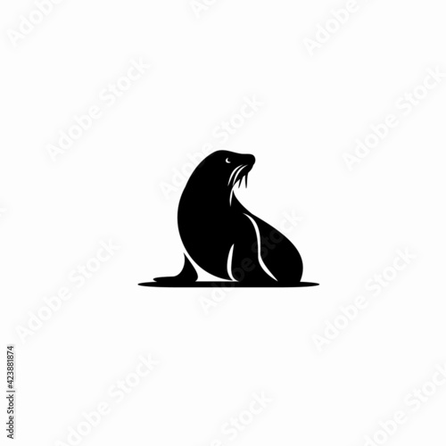 Silhouette of a sea lion. Vector icon logo isolated on white background