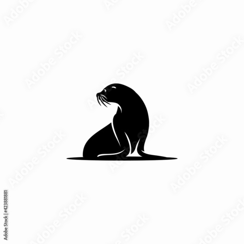 Silhouette of a sea lion. Vector icon logo isolated on white background