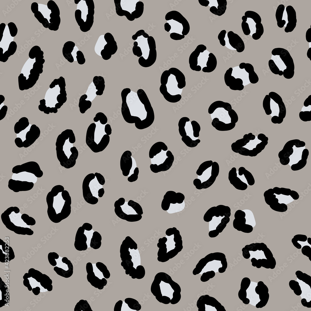 Abstract modern leopard seamless pattern. Animals trendy background. Grey and black decorative vector stock illustration for print, card, postcard, fabric, textile. Modern ornament of stylized skin Abstract modern leopard seamless pattern. Animals trendy background. Grey and black decorative vector stock illustration for print, card, postcard, fabric, textile. Modern ornament of stylized skin