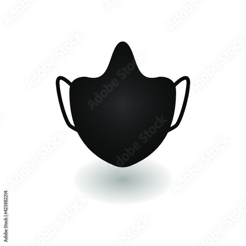 Realistic protective Black medical face mask front side Design.