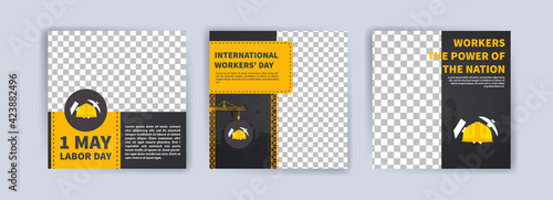 Labor Day. International Workers' Day. Banners vector for social media ads, web ads, business messages, discount flyers and big sale banner.