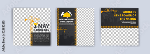 Labor Day. International Workers' Day. Banners vector for social media ads, web ads, business messages, discount flyers and big sale banner.