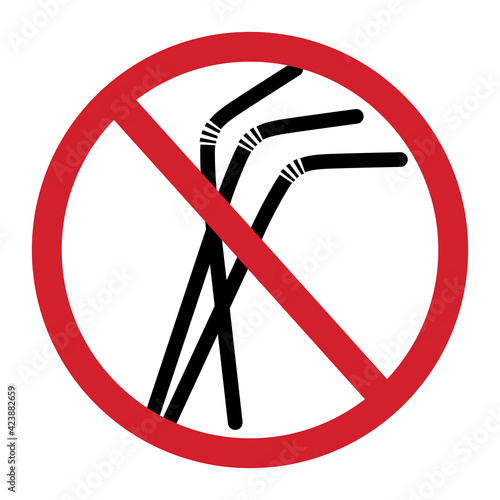 No plastic straws sing.  Stop using plastic straws. Vector illustration