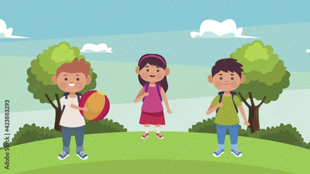 cute students kids in the camp characters cute students kids in the camp characters