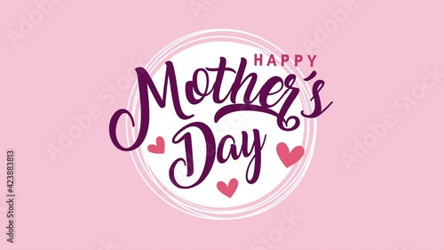 happy mothers day lettering with hearts love