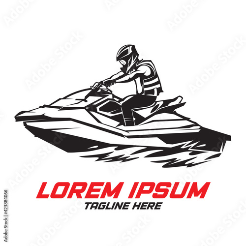 Jetski vector illustration design, perfect for racing event and jetski rental logo also tshirt design