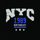 NYC new york city typography  Grunge background vector illustration  sign  t shirt graphics  print.