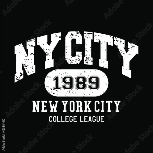 NY new york city typography  Grunge background vector illustration  sign  t shirt graphics  print.