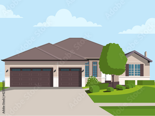 Flat detailed colorful cottage houses. Flat style modern buildings. Vector illustration