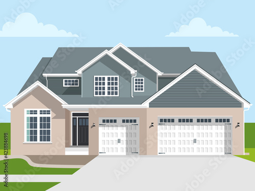 Flat detailed colorful cottage houses. Flat style modern buildings. Vector illustration