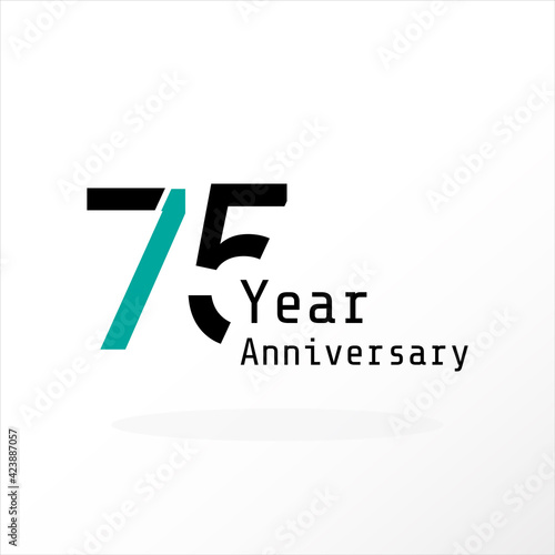 75 Year Anniversary Celebration Blue Color Vector Template Design Illustration