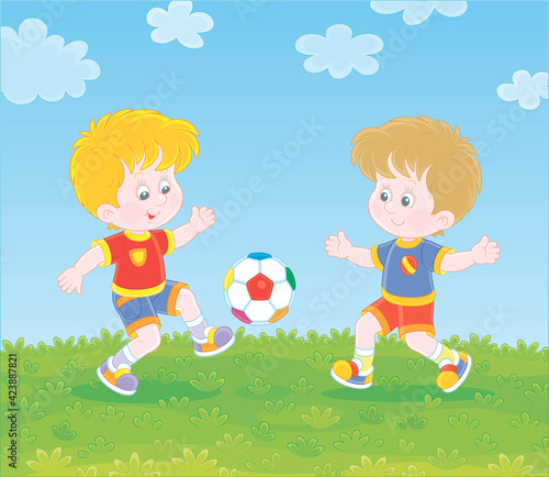 Little football players kic...