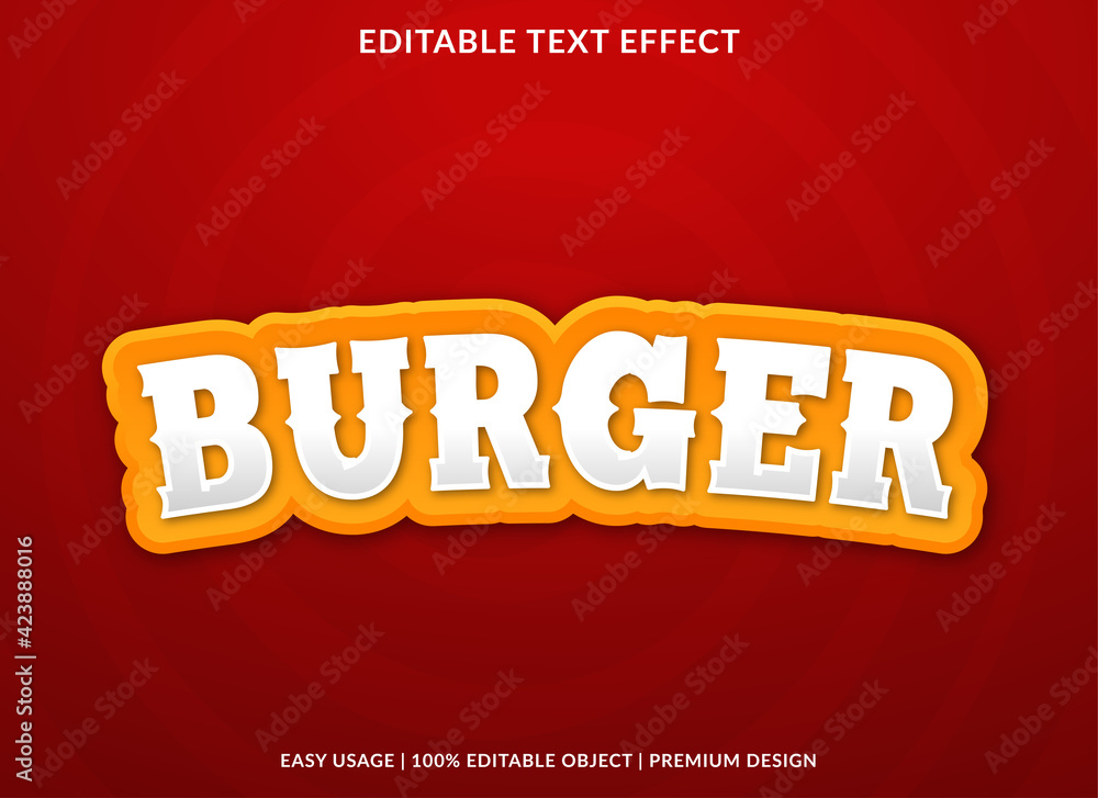 burger text effect template design use for business brand and logo
