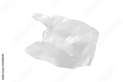 Empty plastic bag isolated on white background. Illustration of reducing plastic bags to help reduce global warming