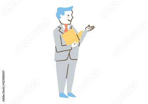 何かを説明している男性02