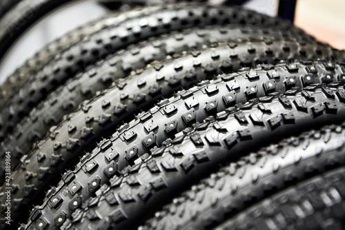 Bicycle tires in store