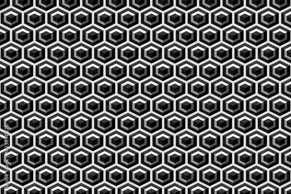 Vector background - geometric pattern from monochrome cubes