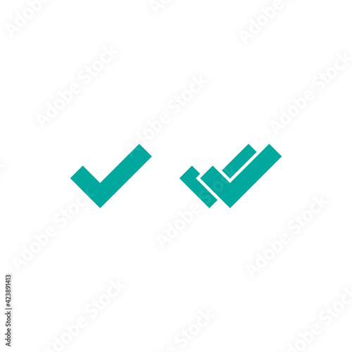 Valid Seal icons set. tick and double tick. Flat OK sticker icon. Isolated on white.