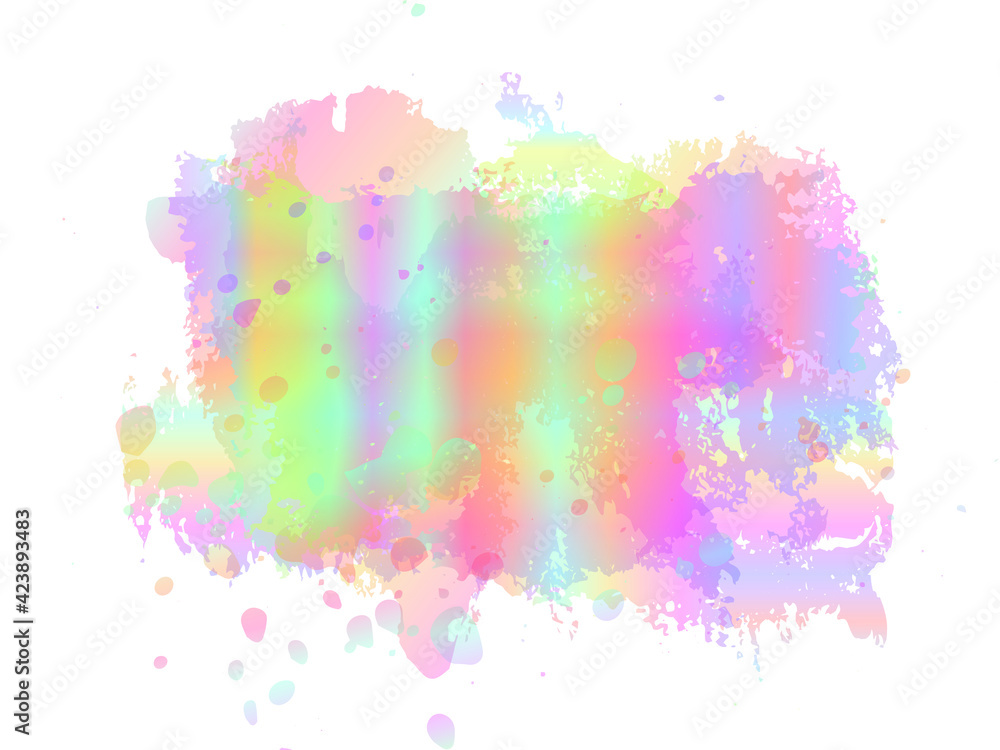 Vector Brush Stroke. Abstract Fluid Splash. Sale Banner Brushstroke. Holographic Gradient Paintbrush. Watercolor Textured Background.  Isolated Splash on White Backdrop.