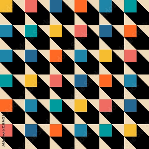 Geometry abstract pattern swiss style. Modern vector graphic artwork simple geometric elements in scandinavian memphis style. Bauhaus design template for poster, fabric print, wallpaper