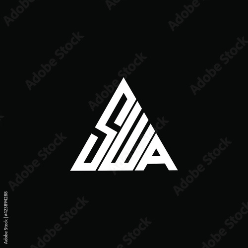 S W A letter logo creative design on black color background. SWA icon photo