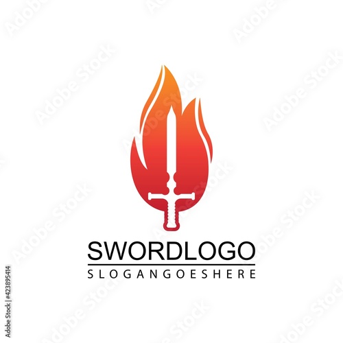 Sword Fire Logo Vector Template Design