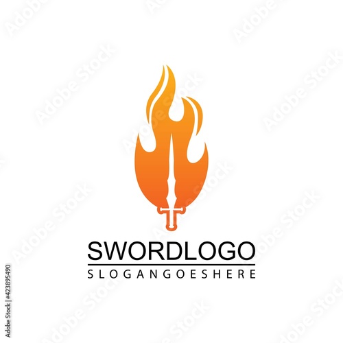 Sword Fire Logo Vector Template Design