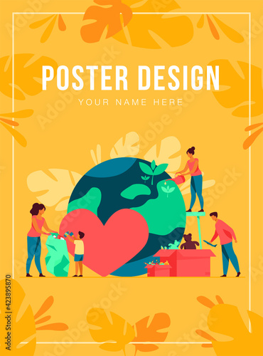 Social team helping charity and sharing hope flat vector illustration. Cartoon people giving humanitarian help and aid. Volunteering, emergency service and safety concept
