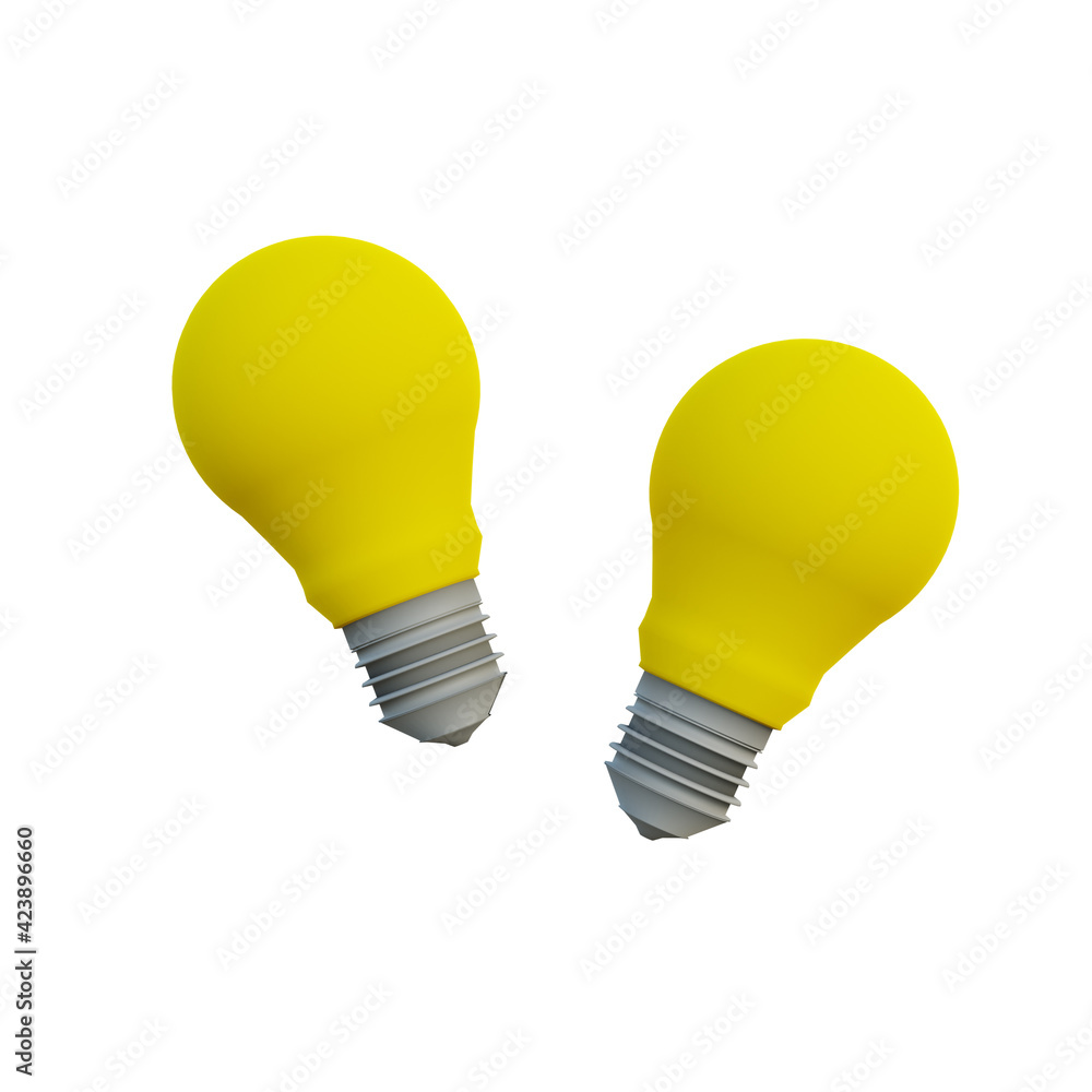 3d illustration yellow light bulb idea 3d illustration yellow light bulb idea