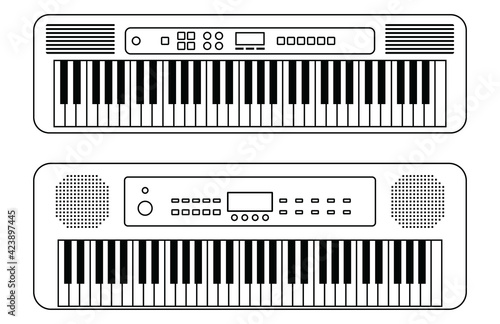 Electronic keyboard. Musical instruments. Vector illustration