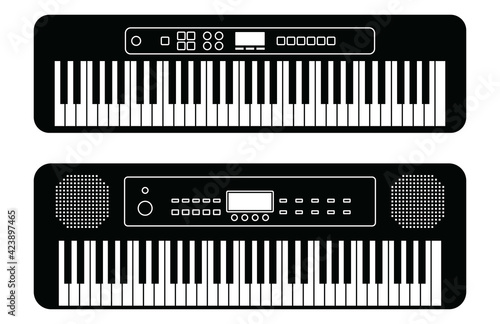 Electronic keyboard. Musical instruments. Silhouette vector