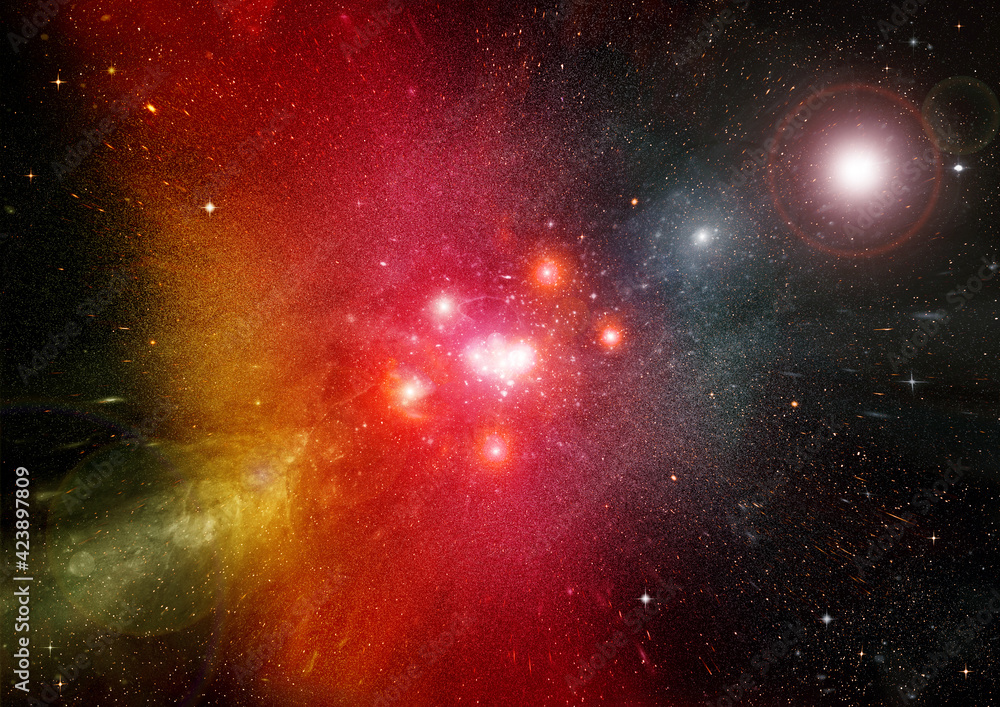 Obraz premium galaxy in a free space. 3D rendering