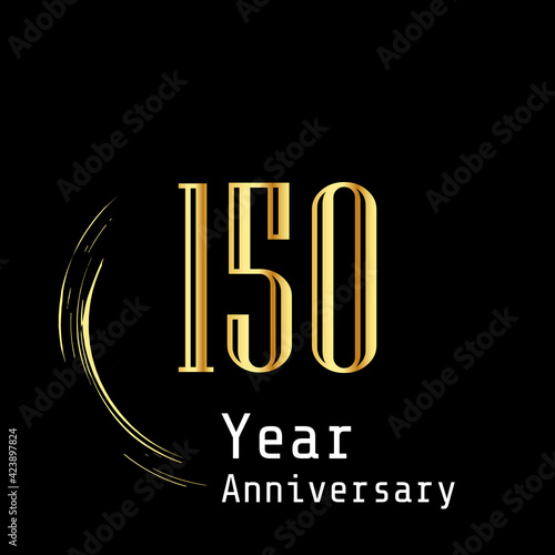 150 Year Anniversary Celebration Gold Black Background Color Vector Template Design Illustration