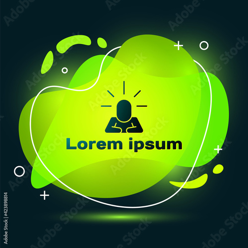 Black Depression and frustration icon isolated on black background. Man in depressive state of mind. Mental health problems. Abstract banner with liquid shapes. Vector